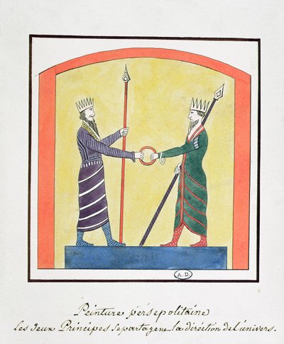 Ahura Mazda e Angra Mainyu disputano il mondo, copia di un fregio da Persepoli da French School