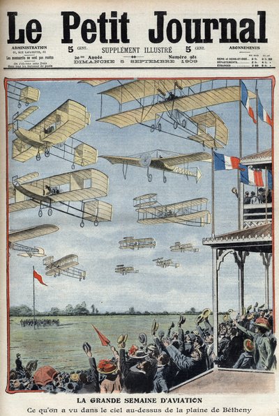 Airshow tenuto a Betheny, Francia, illustrazione dal giornale francese Le Petit Journal - Meeting d