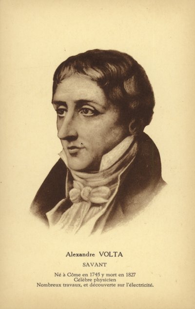 Alessandro Volta (1745-1827), fisico italiano (litografia) da French School