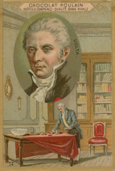 Alessandro Volta, carta commerciale Chocolat Poulain da French School