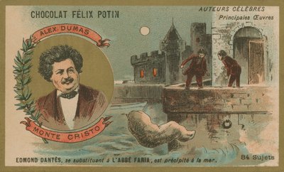 Alexandre Dumas e una scena da Il conte di Montecristo da French School