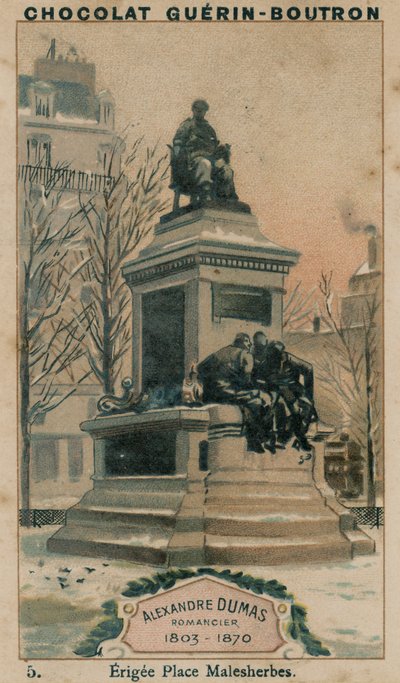 Alexandre Dumas, Romanziere, 1803-1870, eretta Place Malesherbes da French School