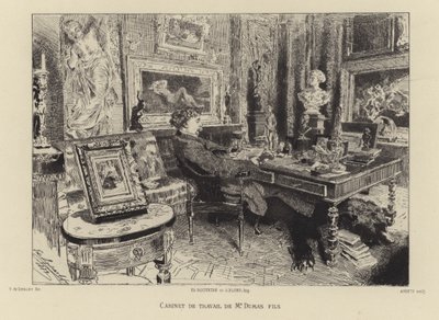 Alexandre Dumas il Giovane nel suo studio da French School