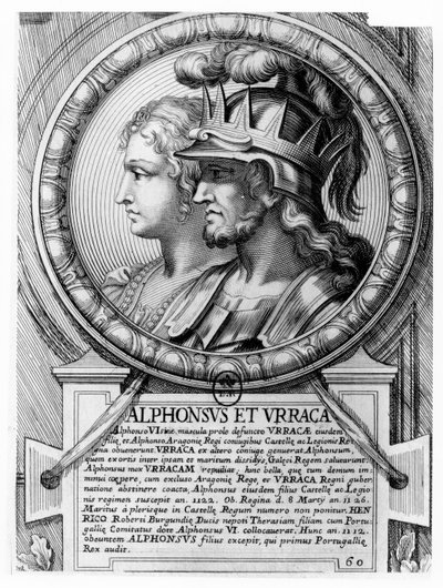 Alfonso I, il Battagliero, e Urraca (incisione) da French School
