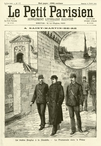 Alfred Dreyfus in prigione a Saint-Martin-de-Ré, Francia da French School