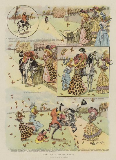 Tutti in una mattina ventosa (cromolitografia) da French School