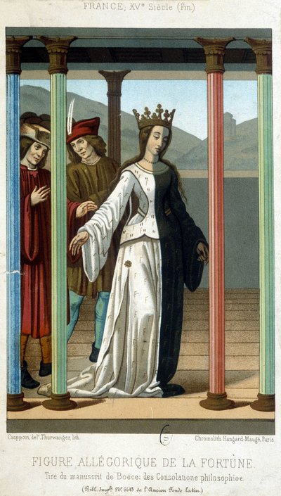 Figura allegorica della Fortuna - dal manoscritto di Boezio "Consolazioni filosofiche", fine XV secolo da French School