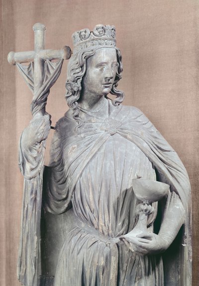 Figura allegorica della chiesa che tiene un calice e il labaro, c.1230 (dettaglio) da French School