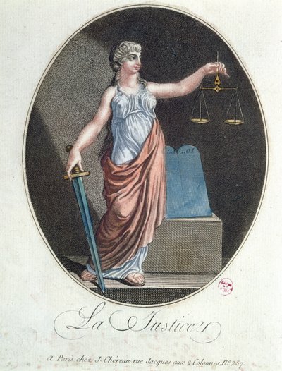 Allegoria della giustizia, pubblicata da J. Chereau, Parigi, 1792 da French School