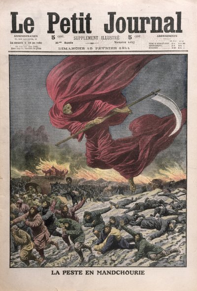 Allegoria della peste in Manciuria, illustrazione di copertina di Le Petit Journal, 19 febbraio 1911 da French School