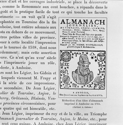 Almanacco realizzato da Michel de Nostradame (Nostradamus) (1503-66) 1715 da French School