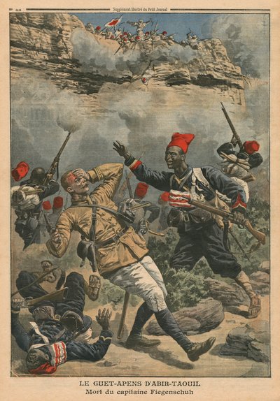 Imboscata ad Abir-Taouil, morte del capitano Fiegenschuh, illustrazione da 
