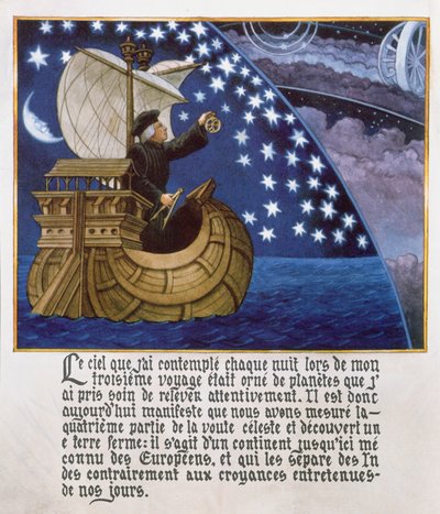 Amerigo Vespucci che naviga con le stelle nel suo terzo viaggio da French School