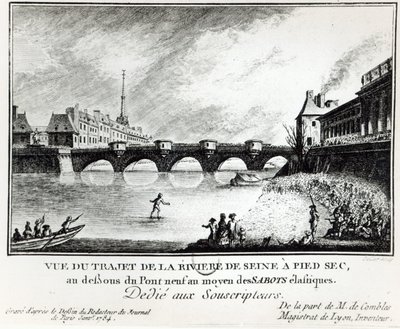 Un tentativo di attraversare la Senna, 1784 da French School