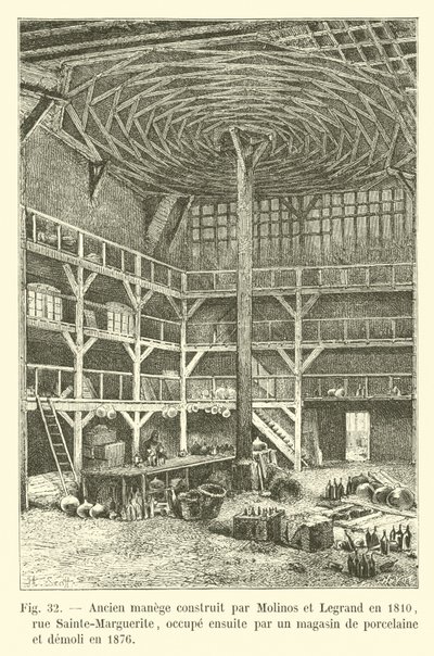 Antico maneggio costruito da Molinos e Legrand nel 1810, via Sainte-Marguerite, poi occupato da un negozio di porcellane e demolito nel 1876 da French School