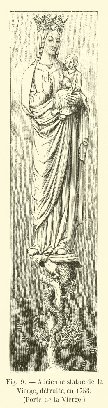 Antica statua della Vergine, distrutta nel 1753, Porta della Vergine da French School