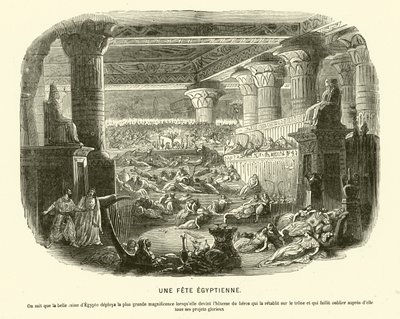 Festa egiziana antica durante il regno di Cleopatra VII da French School