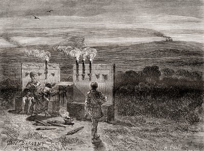 Storico greco antico Polibio che lavora sulla Scacchiera di Polibio, un sistema che ha inventato come ausilio alla telegrafia usando set di torce, da Les Merveilles de la Science, pubblicato c.1870 (incisione) da French School