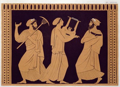 Scena teatrale greca antica, da un vaso antico da French School