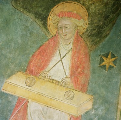 Angelo che suona un clavicordo, dettaglio dalla volta della cripta da French School