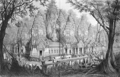 Rovine di Baion ad Angkor, illustrazione da Atlas du voyage dexploration en Indochine, 1866-68 di Doudart de Lagree, pubblicato nel 1873, Parigi, Hachette da French School