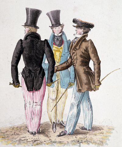 Anglomani, uomini in abito - litografia da French School