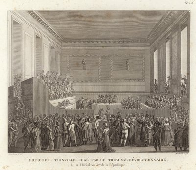 Antoine Quentin Fouquier-Tinville giudicato dal tribunale rivoluzionario da French School