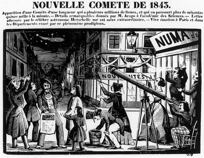 Apparizione di una cometa a Parigi nel 1843 - incisione da French School