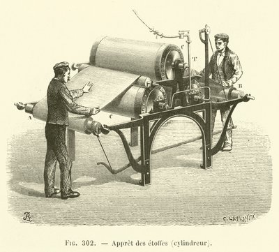 Preparazione dei tessuti, cilindratore da French School