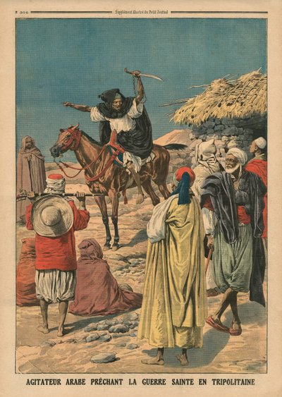 Agitatore arabo che predica la Guerra Santa in Tripolitania, illustrazione da 