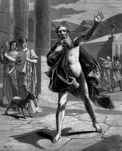 Archimede: correva per le strade gridando "Eureka, eureka!" (Ho trovato, ho trovato) in "Histoire populaire des sciences, inventions et discoveries dai primi secoli ai giorni nostri" di Bitard Adolphe 1880 da French School
