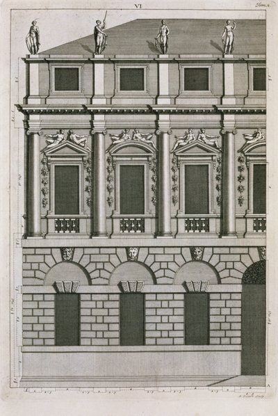 Progetto architettonico che dimostra le proporzioni palladiane, inciso da Bernard Picart (1673-1733) c.1716 da French School