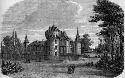 Architettura: vista esterna del castello di Rambouillet (XIV-XV secolo, rimaneggiato durante il secolo) da French School