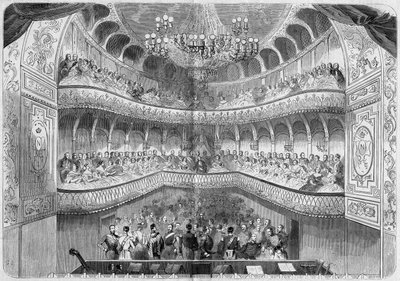 Architettura: vista interna del teatro (XVIII secolo) del palazzo di Fontainebleau. Incisione in “Le Monde Illustré” n. 61 del 12 giugno 1858. da French School