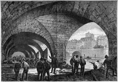 Architettura: vista della volta sotterranea del Quai de Gevres a Parigi da French School