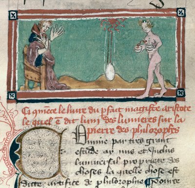 Aristotele (384-322 a.C.) e la Pietra Filosofale, da una raccolta di testi occulti da French School