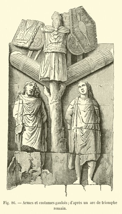 Armi e costumi gallici; secondo un arco di trionfo romano da French School