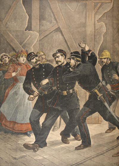 Arresto di un sergente di città, illustrazione da Le Petit Journal: Supplement illustre, 1898 da French School