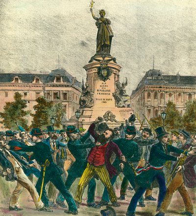 Arresto del deputato Pierre Baudin (1863-1917) durante una manifestazione il 1° maggio a Place de la République a Parigi da French School