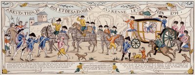 Arresto del re e della sua famiglia a Varennes il 22 giugno 1791 da French School