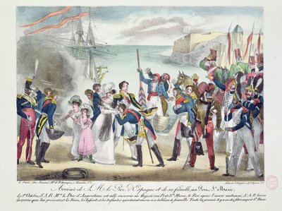Arrivo di Sua Maestà Ferdinando VII e della sua famiglia a Porte Sainte Marie, 1 ottobre 1823, 1823 da French School