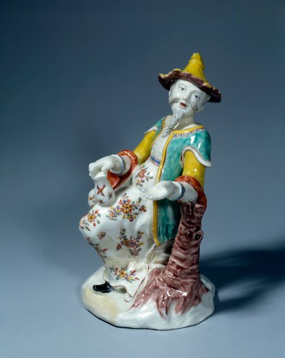 Figura cinese. Scultura in porcellana policroma di Saint Cloud da French School