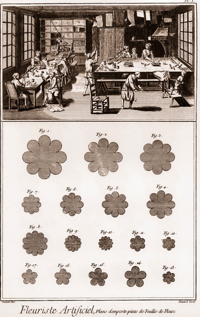 Laboratorio di Fioraio Artificiale: Enciclopedia o Dizionario delle Scienze, Arti e Professioni di Denis Diderot (1713-1784) e Jean d