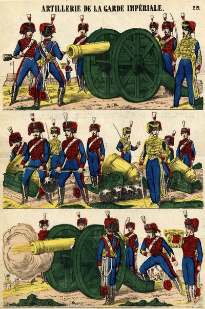 Artiglieria della Guardia Imperiale. Immagine di Epinal del XIX secolo da French School