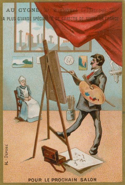 Artista che dipinge una donna seduta da French School