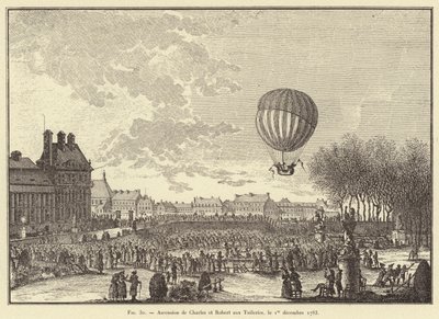 Ascensione di Charles e Robert alle Tuileries, il 1° dicembre 1783 (incisione) da French School