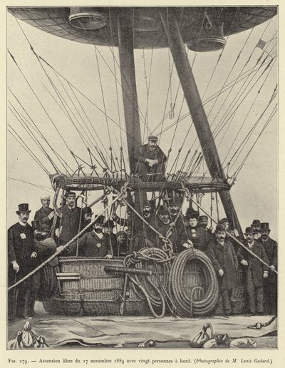 Ascensione libera del 17 novembre 1889 con venti persone a bordo da French School