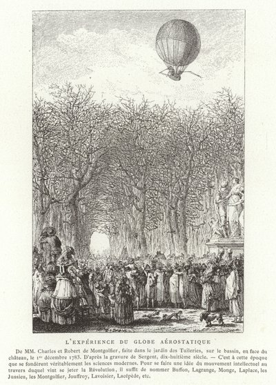 Ascesa del Globo Aerostatico dei Fratelli Montgolfier, Parigi, 1 dicembre 1783 da French School