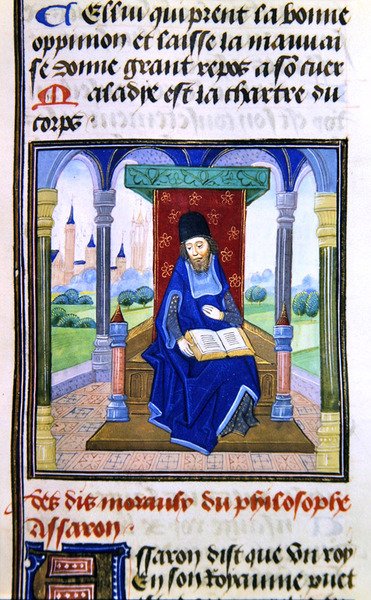 Assaron, da Histoire des Philosophes, fine XV secolo da French School