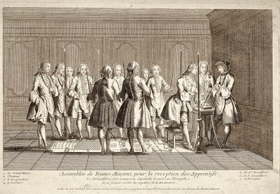 Assemblea di massoni per la ricezione degli apprendisti (incisione) da French School